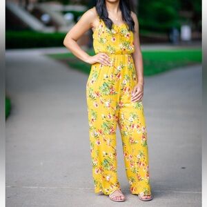 Candie's Vibrant Yellow Floral Jumpsuit